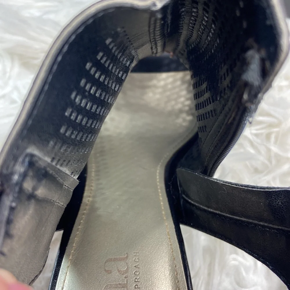 ANA “ANA TROUT” Vegan Leather Peep Toe Punch Out Heel - Picture 10 of 10